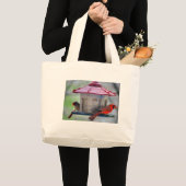 Grand Tote Bag Cardinal mâle et femelle mangeant un snack (Devant (produit))