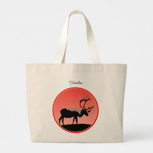 Grand Tote Bag Caribou au coucher du soleil - Art original de la