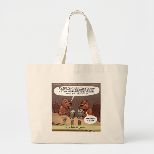 Grand Tote Bag Caricature amusante du castor (Devant)