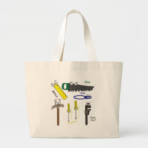 Grand Tote Bag Carpenter Outils Whimsical Dessin