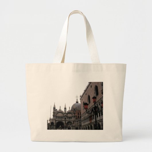 Grand Tote Bag Carré et Basilique Saint-Marc (Devant)