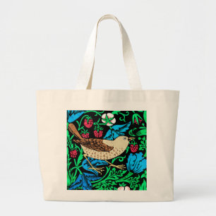 Grand Tote Bag Carreau de fleur et d'oiseau de William Morris sur