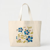 Grand Tote Bag Carreaux floraux de l'abbaye - Flores bleues (Devant)