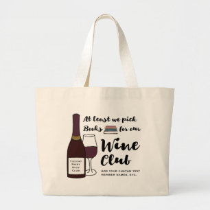 Grand Tote Bag Cartable drôle de coutume de club de vin de