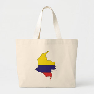 Grand Tote Bag Carte de drapeau de la Colombie normale