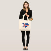 Grand Tote Bag Carte de drapeau de l'Islande (Devant (modèle))