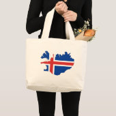 Grand Tote Bag Carte de drapeau de l'Islande (Devant (produit))