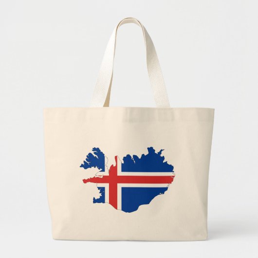 Grand Tote Bag Carte de drapeau de l'Islande (Devant)