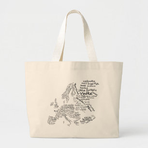Grand Tote Bag Carte de nourriture de l'Europe