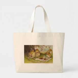 Grand Tote Bag Carte de Pâques allemande Vintage