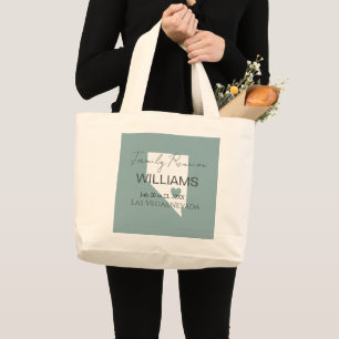 Grand Tote Bag Carte d'état personnalisée de la Réunion familiale