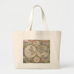Grand Tote Bag Carte du monde antique