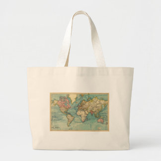 Grand Tote Bag Carte du monde vintage