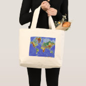 Grand Tote Bag Carte mondiale géographique internationale (Devant (produit))