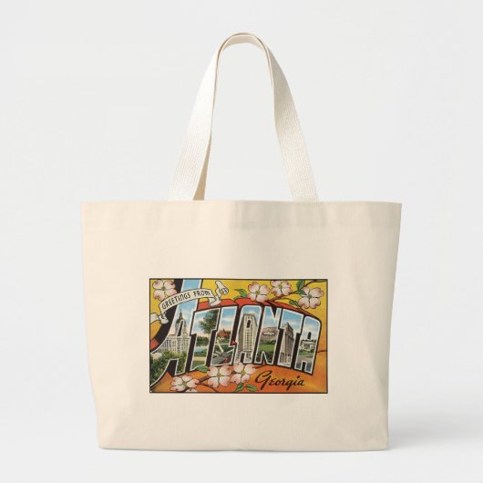 Grand Tote Bag Carte postale Atlanta vintage (Devant)