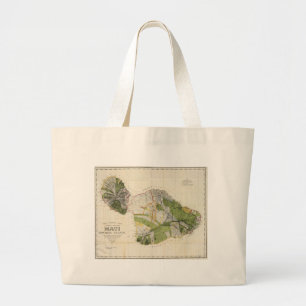 Grand Tote Bag Carte vintage de Maui Island (1906)