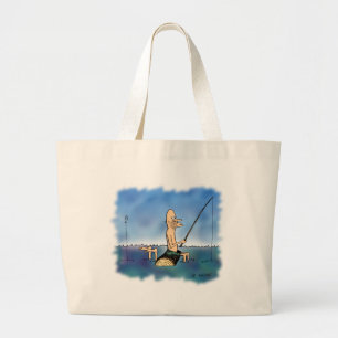 Grand Tote Bag Carton de pêche de jour étrange