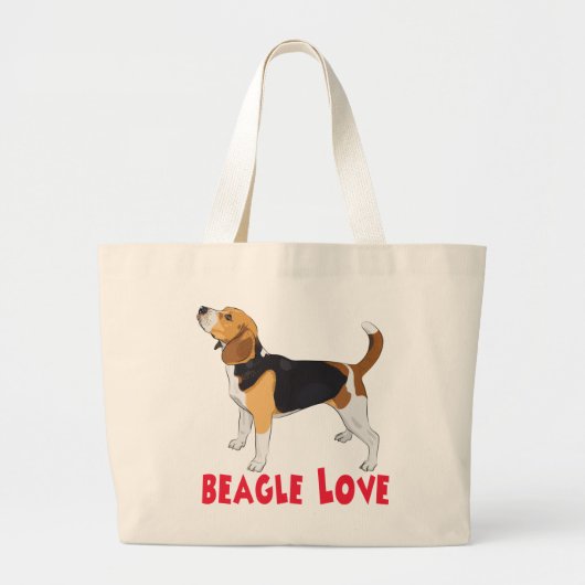 Grand Tote Bag Cartoon Chiot Amoureux des chiens mignon Beagle gr (Devant)