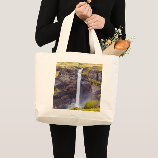 Grand Tote Bag Cascade de Haifoss, Islande (Devant (produit))