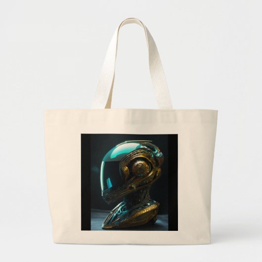 Grand Tote Bag Casque Alien avec réflexion Iridescente (Devant)
