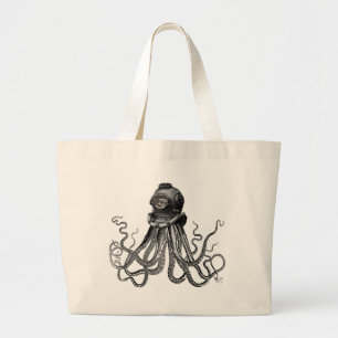 Grand Tote Bag Casque de pieuvre et de plongée