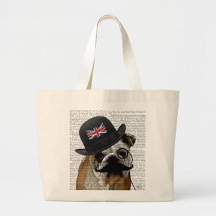 Grand Tote Bag Casquette britannique de bouledogue et de lanceur