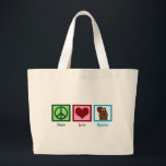 Grand Tote Bag Castors Peace Love<br><div class="desc">Un signe de paix,  un coeur,  et un castor mignon sur un joli cadeau Peace Love Beavers.</div>
