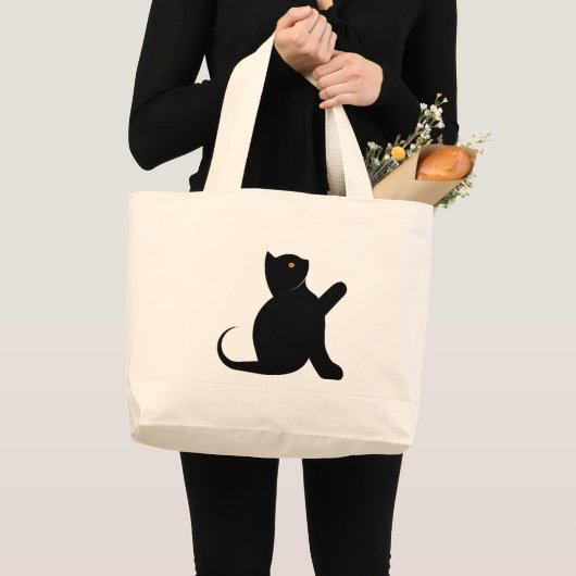 Grand Tote Bag Cat dit bonjour (Devant (produit))