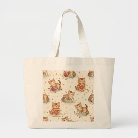 Grand Tote Bag cat pattern christmas (Devant)