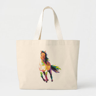 Grand Tote Bag Cavalier courant coloré d'étalon de cheval
