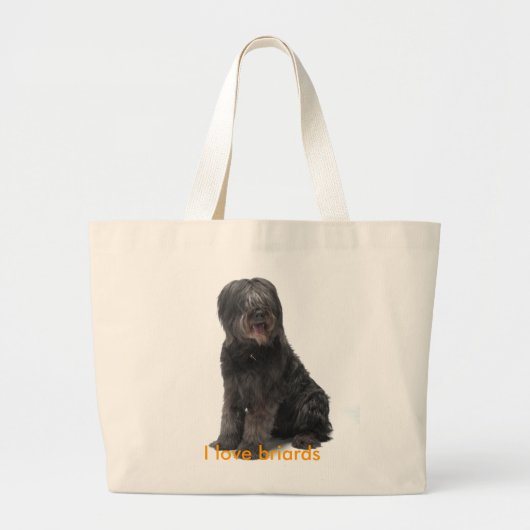 Grand Tote Bag Cendre d'achat I love briards (Devant)