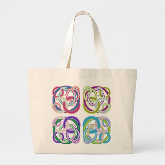 Grand Tote Bag Cercles colorés intriqués (Devant)