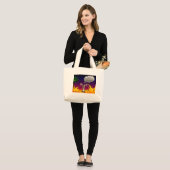 Grand Tote Bag Cerfs communs flamboyants Fourre-tout (Devant (modèle))