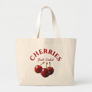 Grand Tote Bag Cerises fraîchement cueillies 