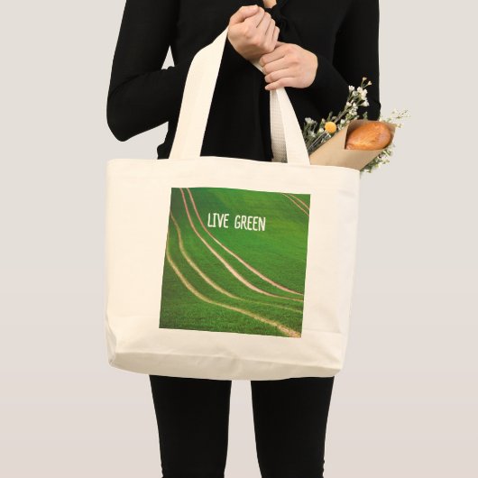Grand Tote Bag Champs verts (Devant (produit))