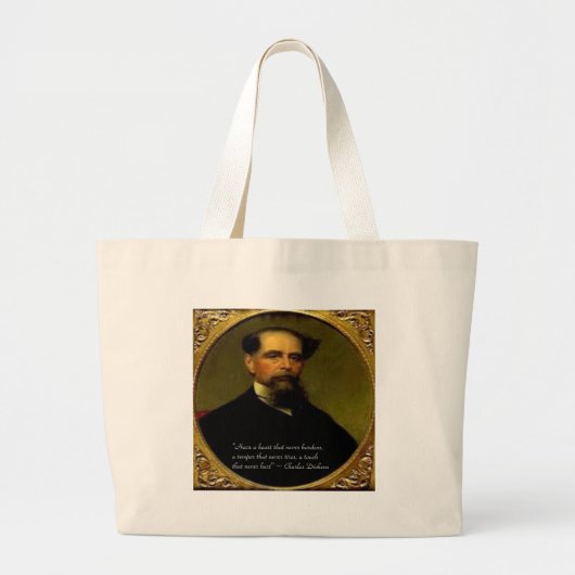 Grand Tote Bag Charles Dickens & Citation émouvante (Devant)