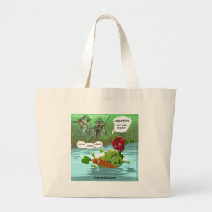 Grand Tote Bag Chasseurs Végétaliens Drôles