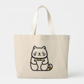 Grand Tote Bag Chat chanceux japonais ou Maneki-Neko (Dos)