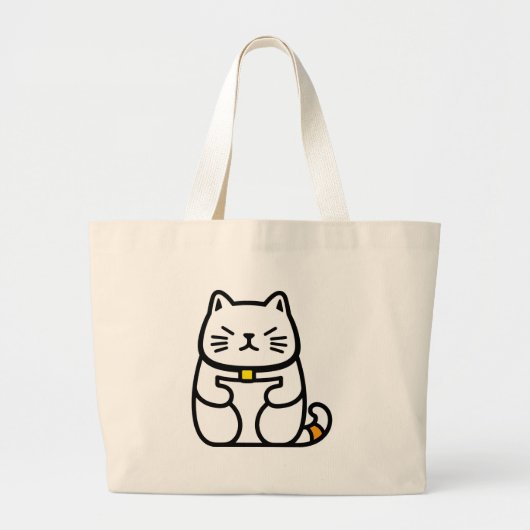 Grand Tote Bag Chat chanceux japonais ou Maneki-Neko (Devant)