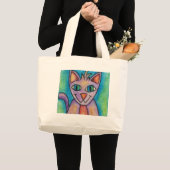 Grand Tote Bag Chat Chaton Rose Violet (Devant (produit))