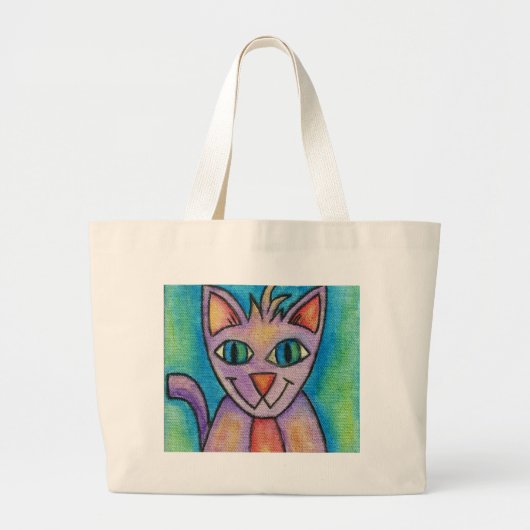 Grand Tote Bag Chat Chaton Rose Violet (Devant)