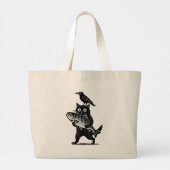 Grand Tote Bag Chat, Corbeau et Capture (Dos)