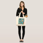 Grand Tote Bag Chat dans le casquette (Devant (modèle))