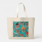 Grand Tote Bag Chat dans le casquette (Dos)