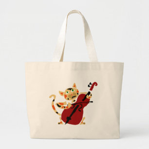 Grand Tote Bag Chat de calicot drôle jouant la bande dessinée