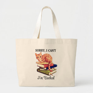 Grand Tote Bag Chat de lecture cosy - Je suis pris