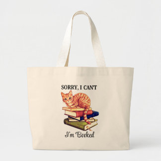 Grand Tote Bag Chat de lecture cosy - Je suis pris