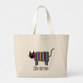 Grand Tote Bag Chat de livre de bibliothèque (Dos)