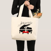Grand Tote Bag Chat et piano (Devant (produit))
