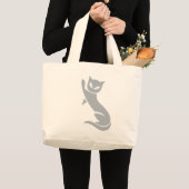 Grand Tote Bag Chat gris élégant (Devant (produit))